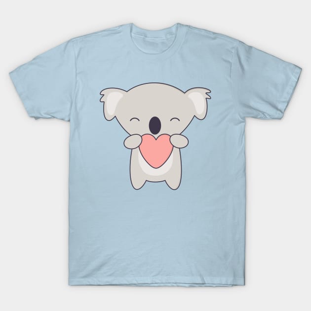 Kawaii Cute Koala Bear with heart T-Shirt by wordsberry